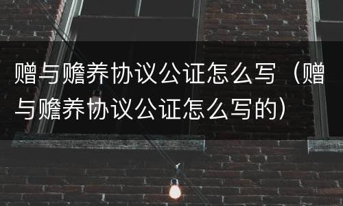 赠与赡养协议公证怎么写（赠与赡养协议公证怎么写的）