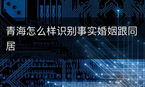 青海怎么样识别事实婚姻跟同居
