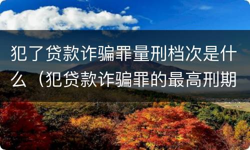 犯了贷款诈骗罪量刑档次是什么（犯贷款诈骗罪的最高刑期是多久）