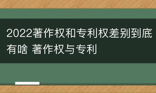 2022著作权和专利权差别到底有啥 著作权与专利