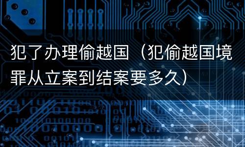 犯了办理偷越国（犯偷越国境罪从立案到结案要多久）