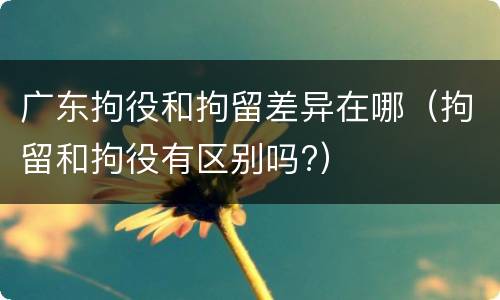 广东拘役和拘留差异在哪（拘留和拘役有区别吗?）