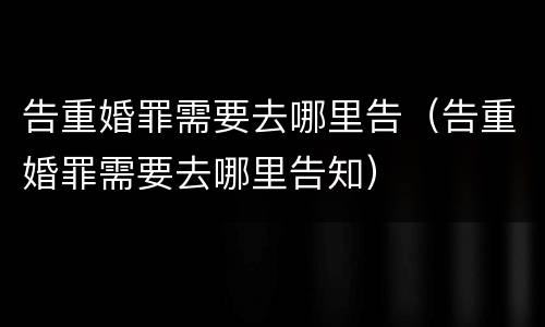 告重婚罪需要去哪里告（告重婚罪需要去哪里告知）