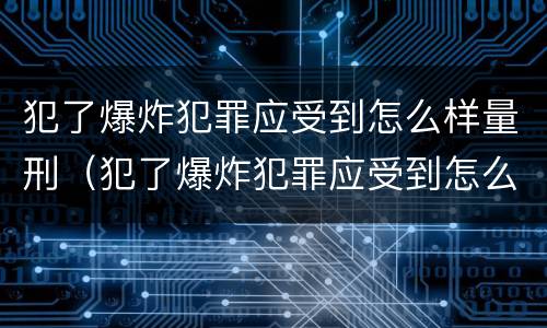 犯了爆炸犯罪应受到怎么样量刑（犯了爆炸犯罪应受到怎么样量刑的处罚）