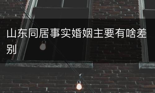 山东同居事实婚姻主要有啥差别