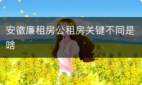 安徽廉租房公租房关键不同是啥