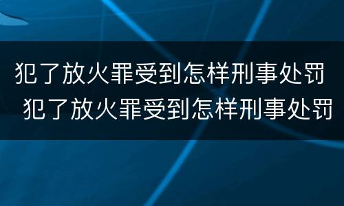 犯了放火罪受到怎样刑事处罚 犯了放火罪受到怎样刑事处罚呢