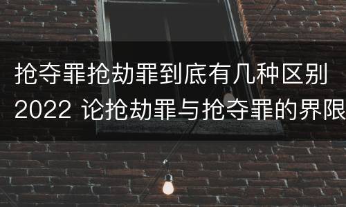 抢夺罪抢劫罪到底有几种区别2022 论抢劫罪与抢夺罪的界限