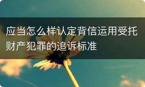 应当怎么样认定背信运用受托财产犯罪的追诉标准