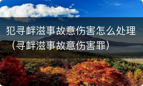 犯寻衅滋事故意伤害怎么处理（寻衅滋事故意伤害罪）