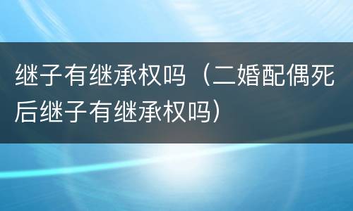 继子有继承权吗（二婚配偶死后继子有继承权吗）