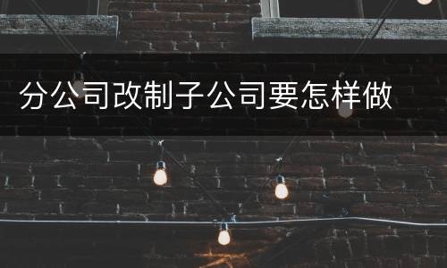 分公司改制子公司要怎样做