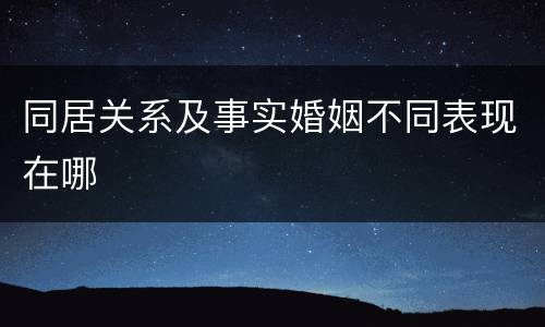 同居关系及事实婚姻不同表现在哪