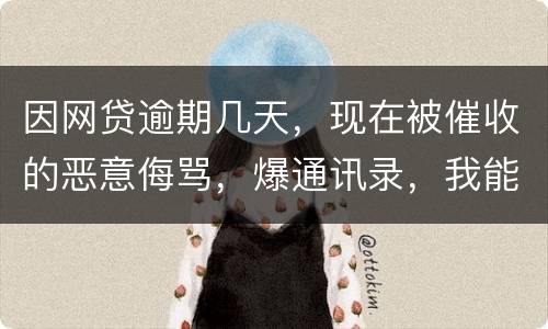 因网贷逾期几天，现在被催收的恶意侮骂，爆通讯录，我能起诉不