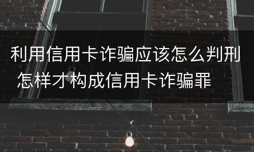 利用信用卡诈骗应该怎么判刑 怎样才构成信用卡诈骗罪
