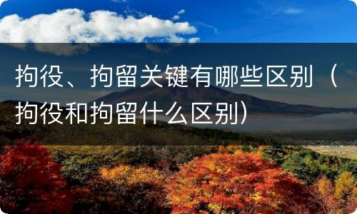 拘役、拘留关键有哪些区别（拘役和拘留什么区别）