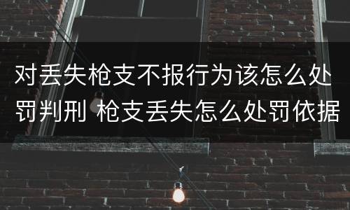 对丢失枪支不报行为该怎么处罚判刑 枪支丢失怎么处罚依据
