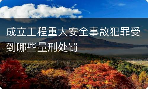 成立工程重大安全事故犯罪受到哪些量刑处罚