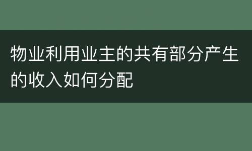 物业利用业主的共有部分产生的收入如何分配