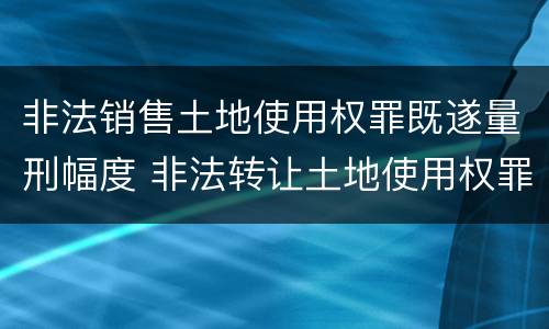 非法销售土地使用权罪既遂量刑幅度 非法转让土地使用权罪 审判参考
