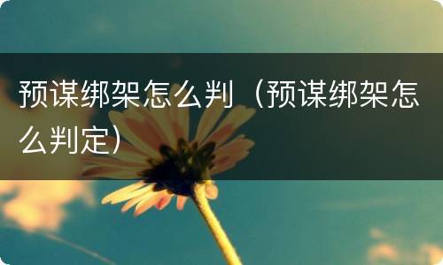 预谋绑架怎么判（预谋绑架怎么判定）