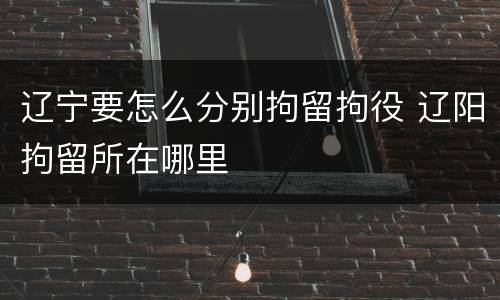 辽宁要怎么分别拘留拘役 辽阳拘留所在哪里