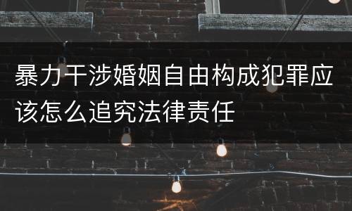 暴力干涉婚姻自由构成犯罪应该怎么追究法律责任