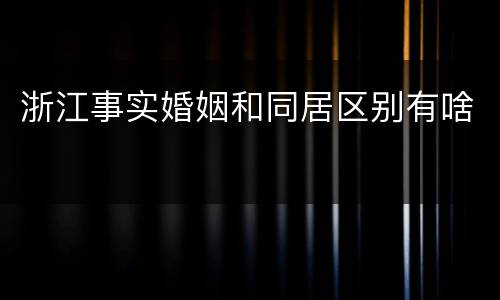 浙江事实婚姻和同居区别有啥