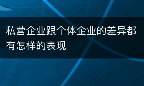 私营企业跟个体企业的差异都有怎样的表现