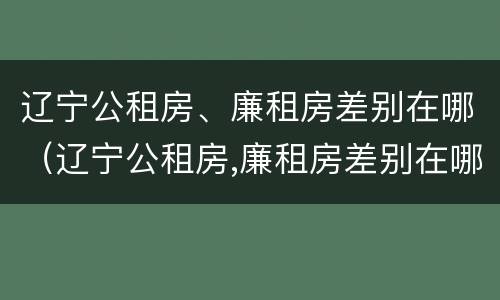 辽宁公租房、廉租房差别在哪（辽宁公租房,廉租房差别在哪里）