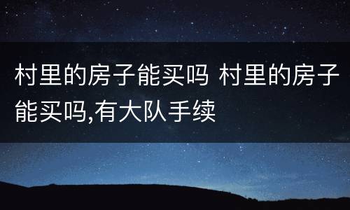 村里的房子能买吗 村里的房子能买吗,有大队手续
