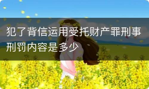 犯了背信运用受托财产罪刑事刑罚内容是多少
