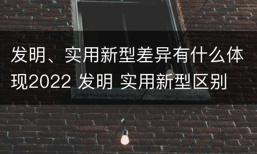 发明、实用新型差异有什么体现2022 发明 实用新型区别