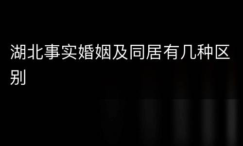 湖北事实婚姻及同居有几种区别
