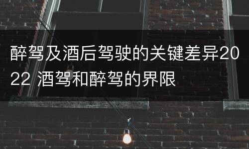 醉驾及酒后驾驶的关键差异2022 酒驾和醉驾的界限
