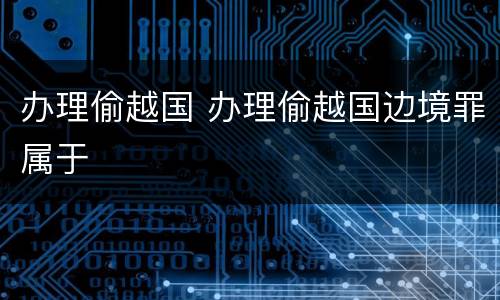 办理偷越国 办理偷越国边境罪属于