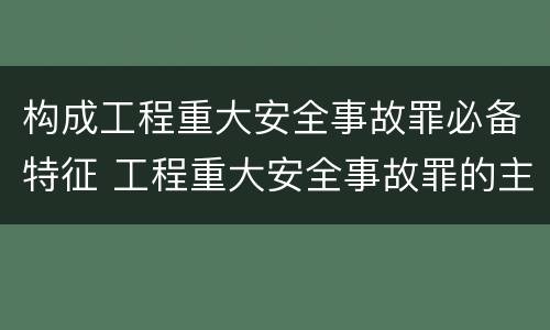 构成工程重大安全事故罪必备特征 工程重大安全事故罪的主体