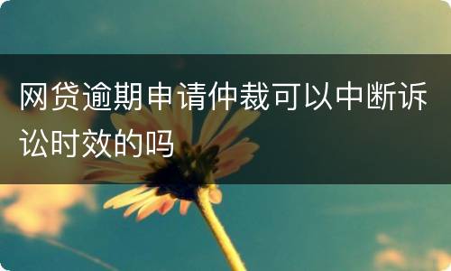 网贷逾期申请仲裁可以中断诉讼时效的吗