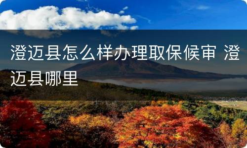 澄迈县怎么样办理取保候审 澄迈县哪里