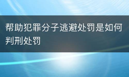 帮助犯罪分子逃避处罚是如何判刑处罚