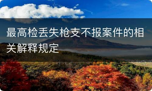 最高检丢失枪支不报案件的相关解释规定