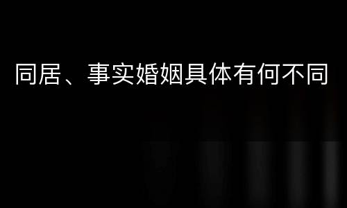 同居、事实婚姻具体有何不同