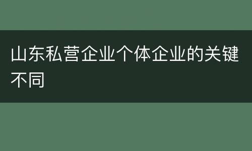 山东私营企业个体企业的关键不同