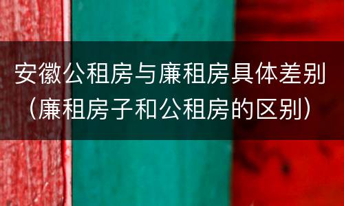 安徽公租房与廉租房具体差别（廉租房子和公租房的区别）