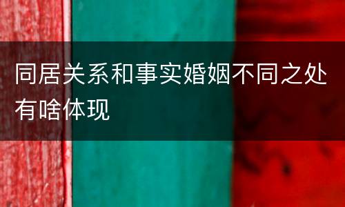 同居关系和事实婚姻不同之处有啥体现