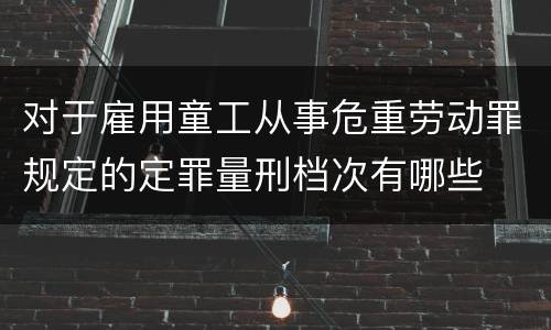 对于雇用童工从事危重劳动罪规定的定罪量刑档次有哪些