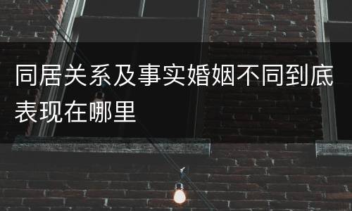 同居关系及事实婚姻不同到底表现在哪里