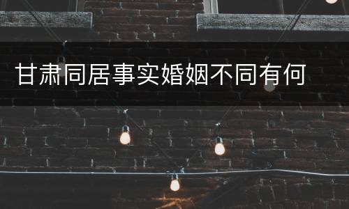 甘肃同居事实婚姻不同有何