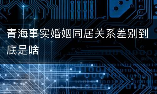 青海事实婚姻同居关系差别到底是啥