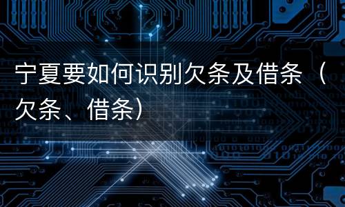 宁夏要如何识别欠条及借条（欠条、借条）